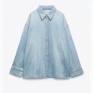 Zara Open Back Light Blue Denim Shirt